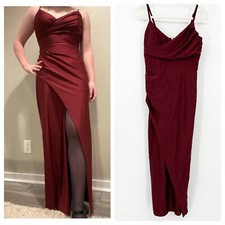 Windsor Dark Whimsigoth Surplice Neckline Split Cocktail Dress Size 9 Burgundy