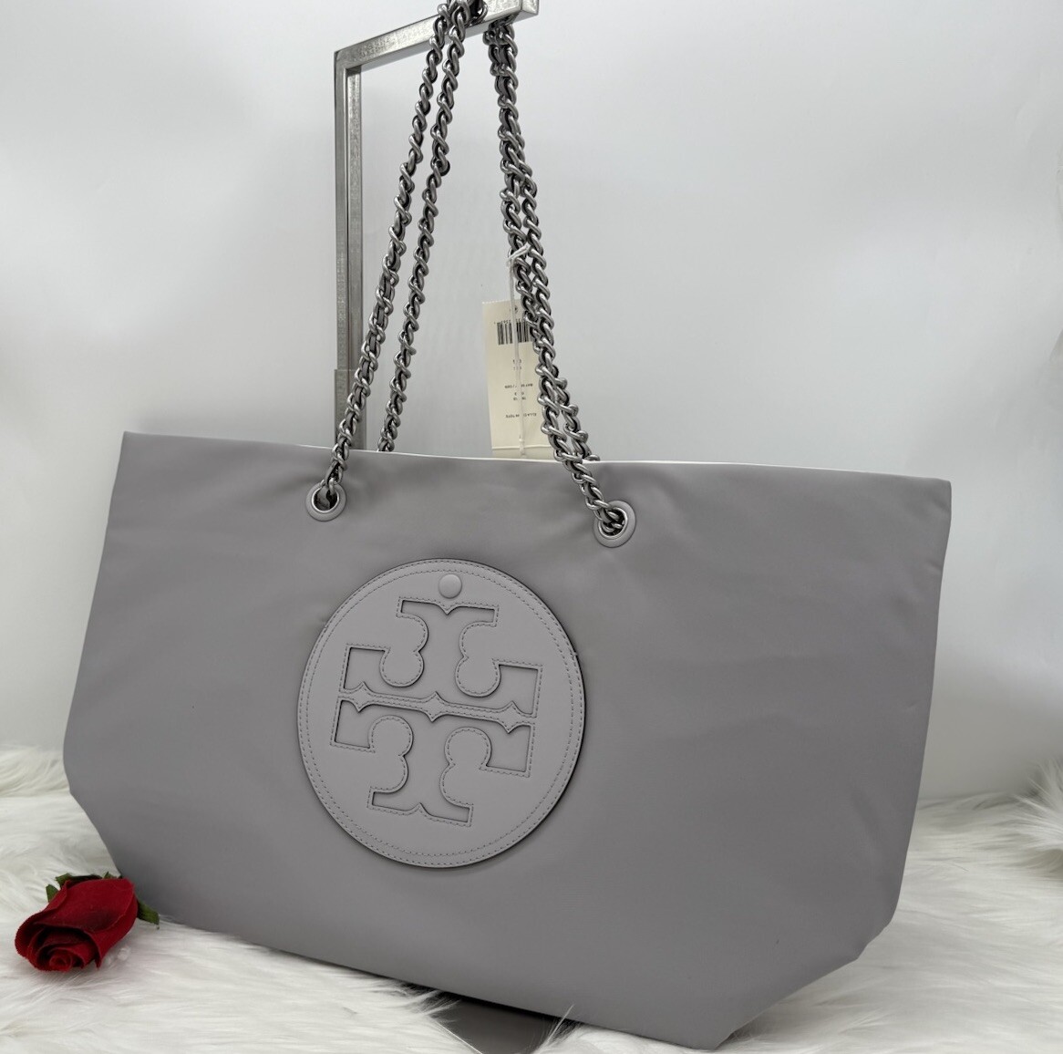 AUTH NWT TORY BURCH ELLA Logo Chain Recycled Nylon Tote