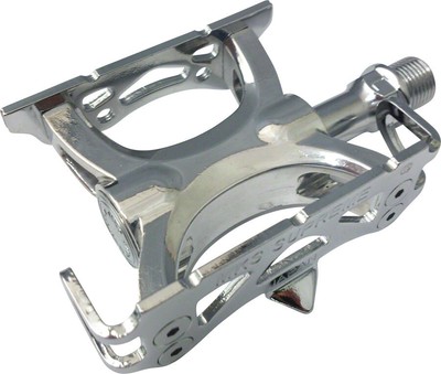 MKS Supreme NJS Track Caged Pedals 9/16'' Chromoly Spindle Aluminum Body Silver