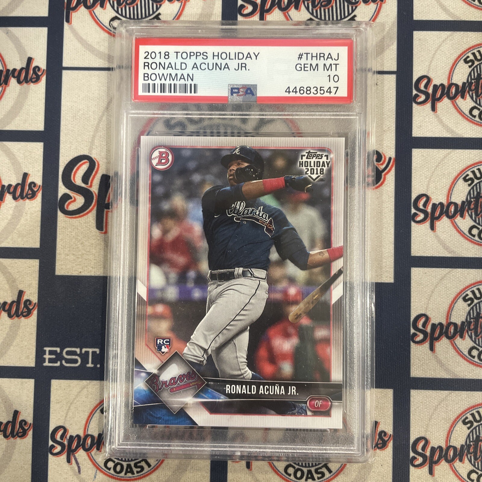 RONALD ACUNA JR. 2018 TOPPS HOLIDAY BOWMAN RC #TH-RAJ PSA 10 ATLANTA BRAVES MLB