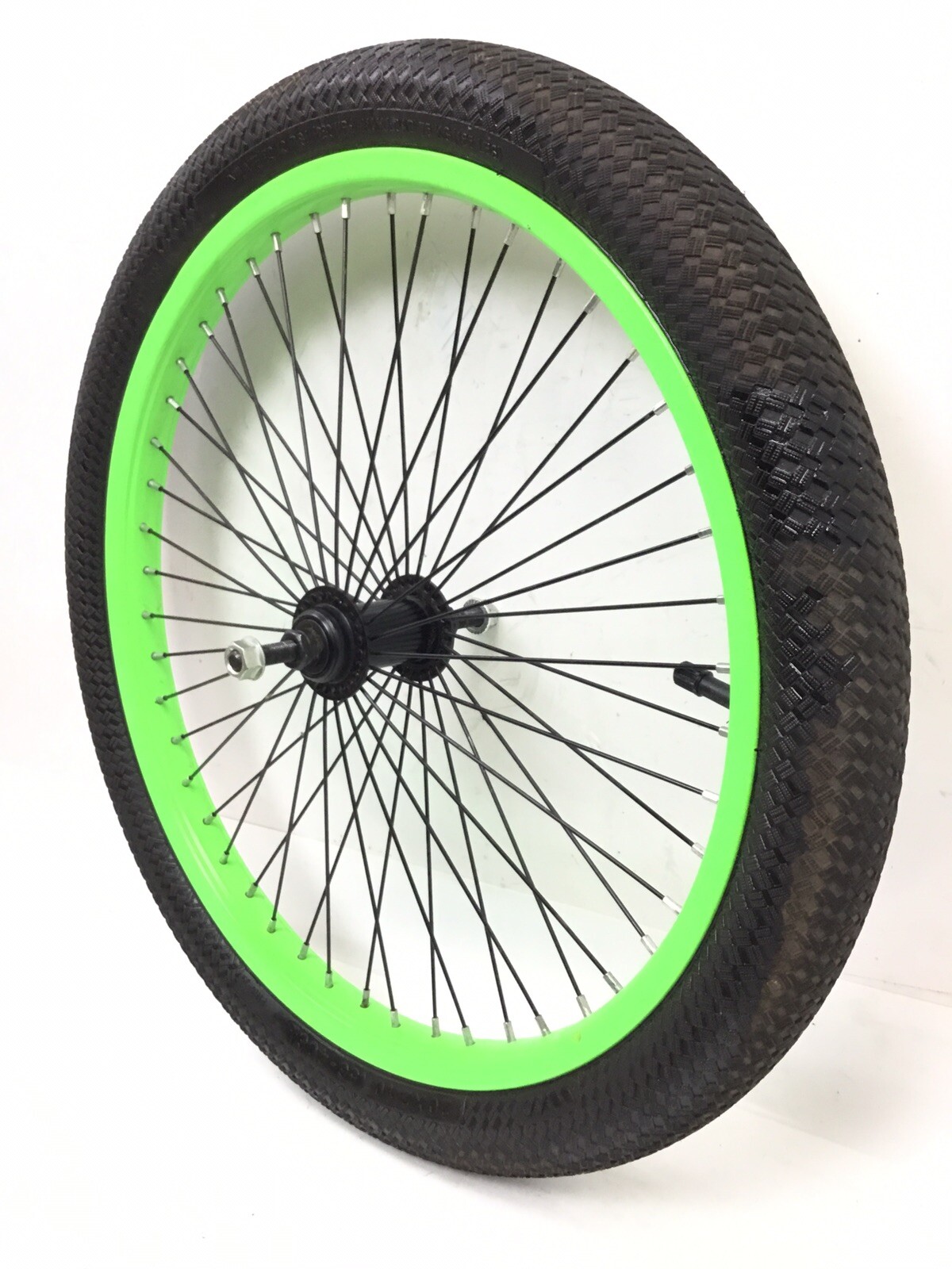 20" Bicycle Wheel Set 48 SPOKE Green Front, Rear 2.10" Tires BMX Bike Wheelset #