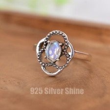 RAINBOW MOONSTONE NATURAL GEMSTONE 925 SOLID STERLING SILVER JEWELRY RING 3 TO12