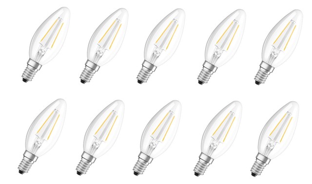 10x Osram LED Base Classic B 40 Kerze kaltweiß 2,5W = 25W E14 EEK:G(Spektr. A-G)