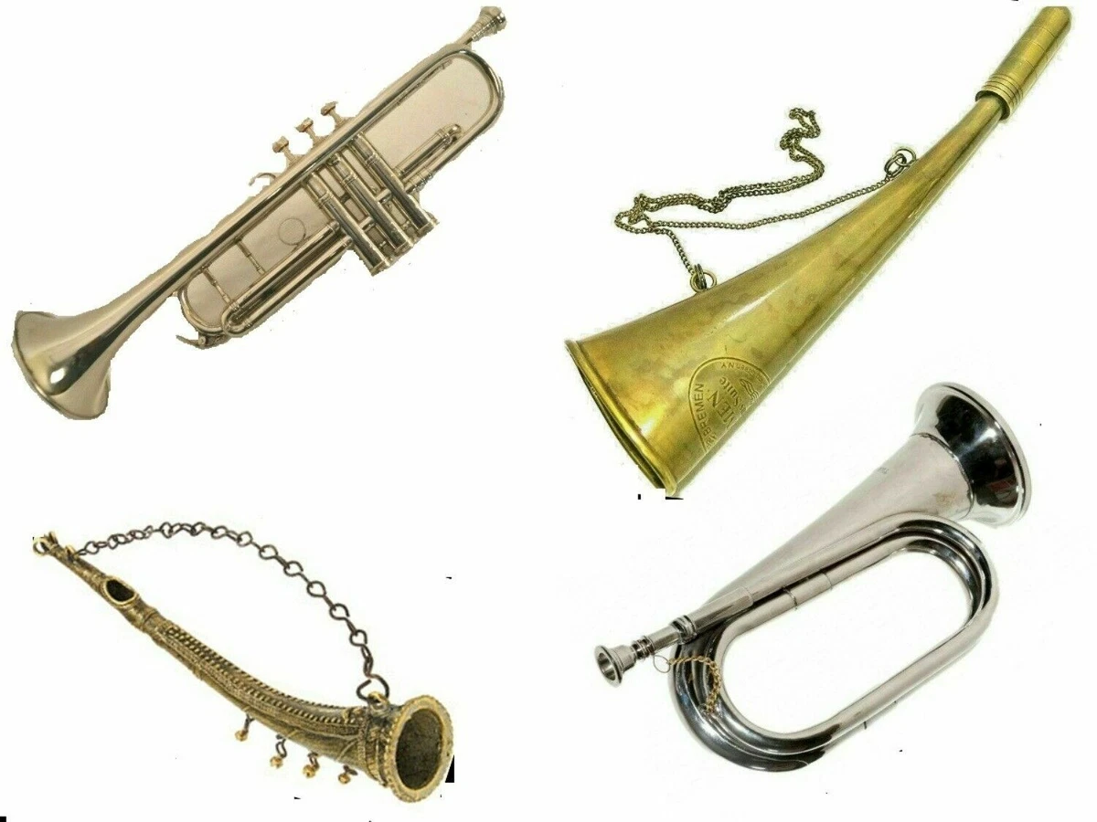 Folk Musical Trumpet Brass Bugle Ranasringa Nickle Bugle