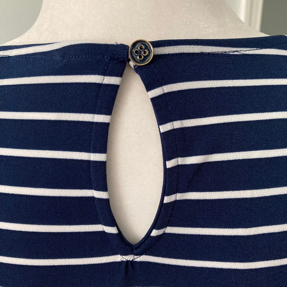 NEW! Chico's SMALL (Chico's 0) Bell Sleeve Striped Top Keyhole Back