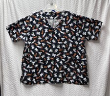 Landau Halloween Pattern Size 2XL Scrub Top Style 82190 Ghosts