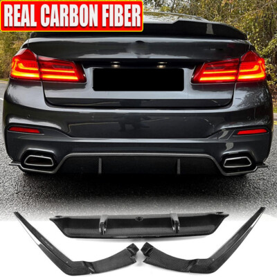 Fits BMW G30 G38 530i 540i 2017UP REAL CARBON Rear Bumper Diffuser Lip Splitters