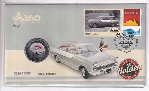 AUSTRALIAN PNC: 2016 50 CENT 1960 FB HOLDEN COIN DAY 1 - 0294 / 1000 #M663