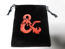Black Dungeons and Dragons Dice Bag Bright Red D&D Logo Micro Suede New 4" x 5"