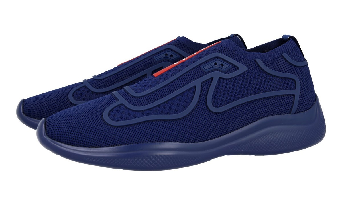 PRADA Americas Cup Stretch Sock Slip-on Sneakers 4E3392 Navy Blue