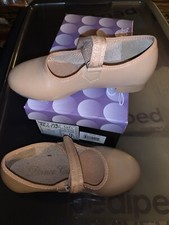 Dance Class Girl's Mary Jane Caramel Flexible Beginner Tap Shoes Size 9 1/2
