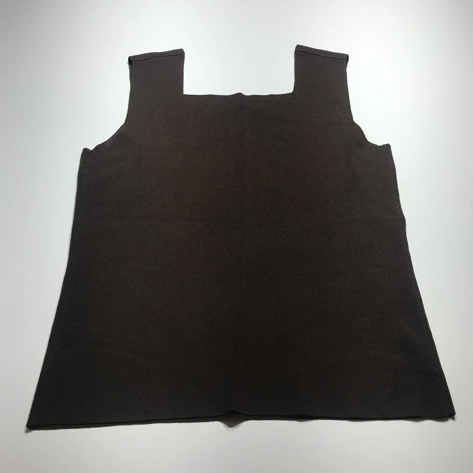 Kate Hill Tank Top Womens Size Large Brown Knit Square Neck Wide Straps Fitted - Image 2 of 4