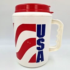 Betras USA Large Travel Insulated Mug Red White Blue