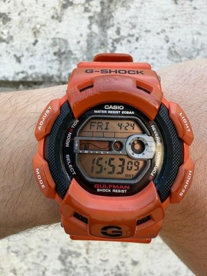 Vintage Casio G-Shock Gulfman Orange G9100R  Titanium Rust Resistent