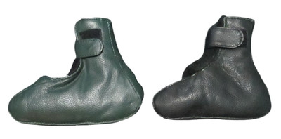 Golf Club Putter Head Cover Green or Black Leather Fuzzy Lined Fold Over Closure