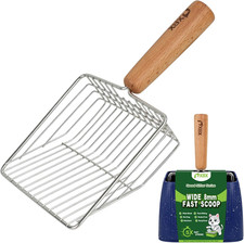 XBX Cat Litter Scoop with Holder, Sturdy Stainless Steel Litter Scooper, Wide Ga