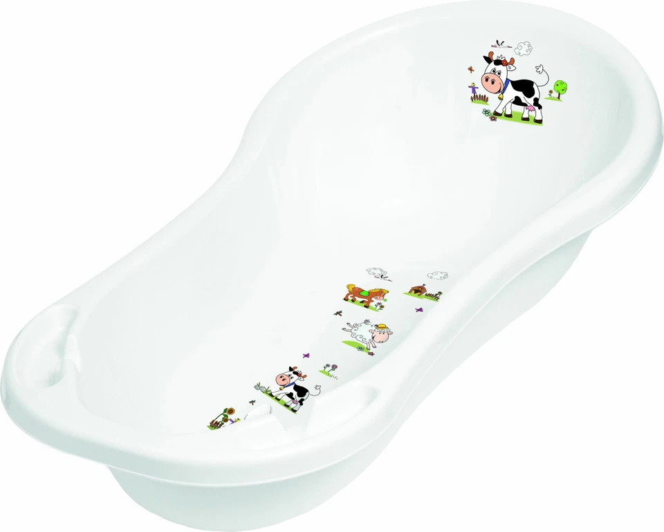 Funny Farm weiß Baby Badewanne XXL 100 cm mit Stöpsel + Badesitz - Bild 2 von 4