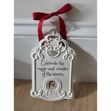 Grassland Road Christmas Plaque White 7.25” Santa Wall / Door Hanging