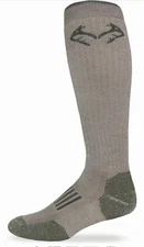 Realtree Heavyweight Merino Wool Tall All Season Boot Socks - Tan/Olive, Size L