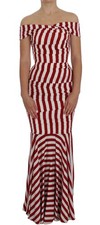 Dolce & Gabbana Red White Silk Stretch Women's Dress Authentic