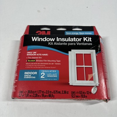 3M Scotch Indoor Window Insulator Film Kit for two 3ft x 5ft Windows - Film+Tape