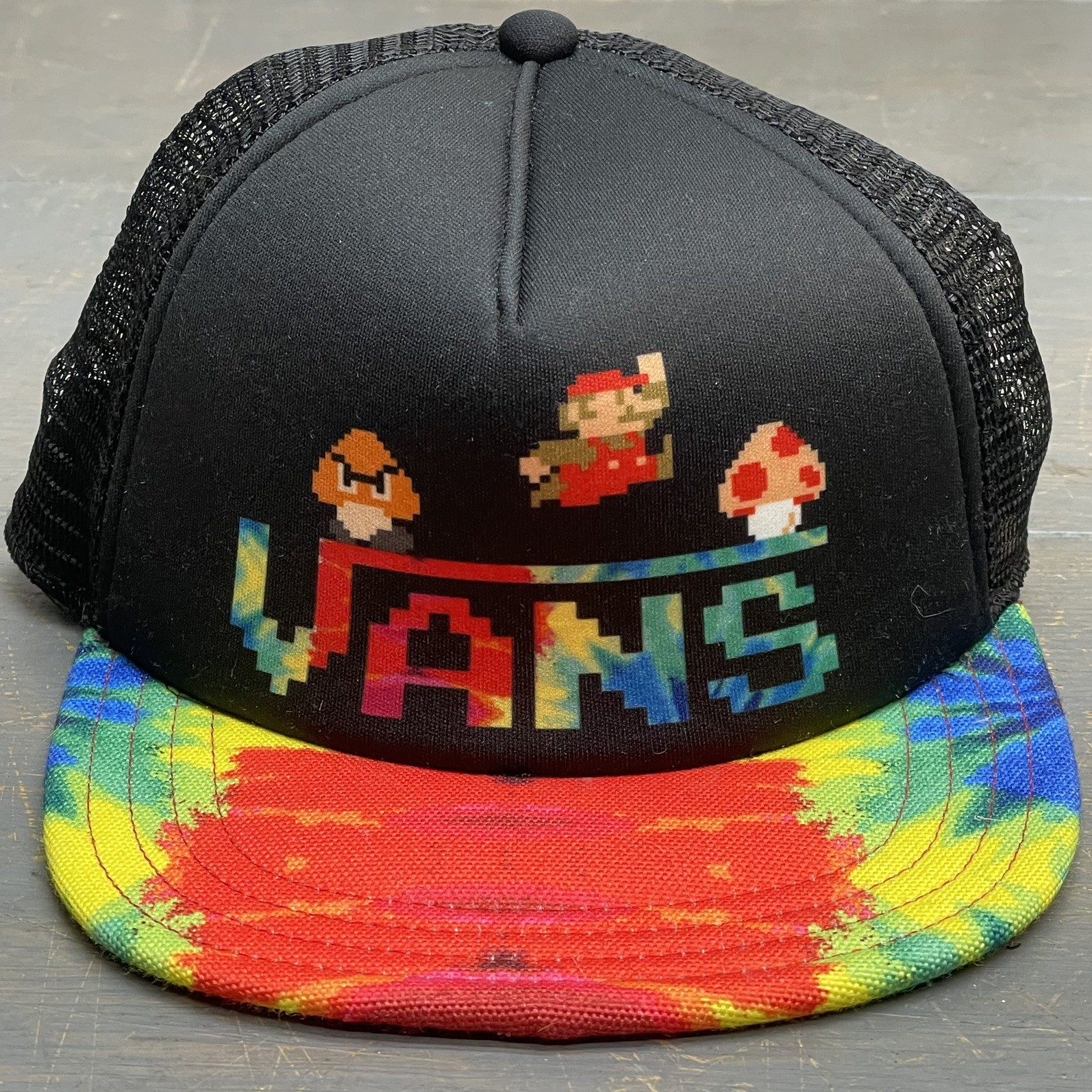 Vans x Nintendo Collab Super Mario Bros Snapback Trucker Hat Tie-Dye 8-Bit Pixel image 7