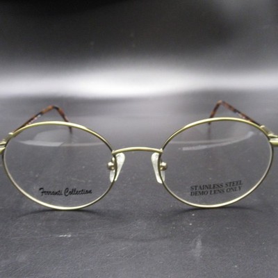 Ferranti Eyeglass Frames Collection Orlando Minuteman Gold Stainless Steel Oval