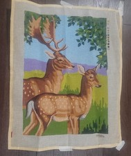 Vintage Needlepoint Canvas - Stag  Doe - H324 - 22" x 28"