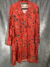 Boho ANTHROPOLOGIE FARM RIO Calixta Hearts Flowy Midi Long Sleeve Shirt Dress 2x
