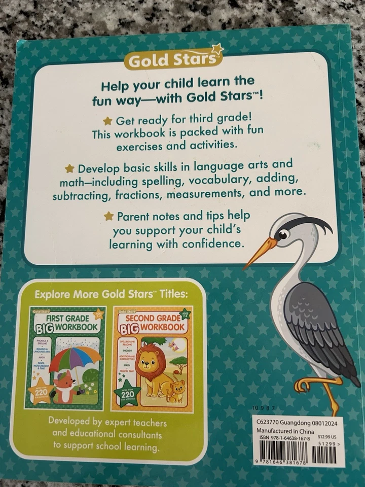 Gold Star Homeschooling Workbook Spelling Reading Fraction Money Third Grade - Image 2 of 2