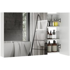 kleankin Armadietto Pensile da Bagno a Parete con 3 Ante a Specchio Bianco