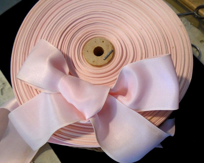 1-1/2'' wide VINTAGE double face satin Lt. PINK  ribbon - by the yard
