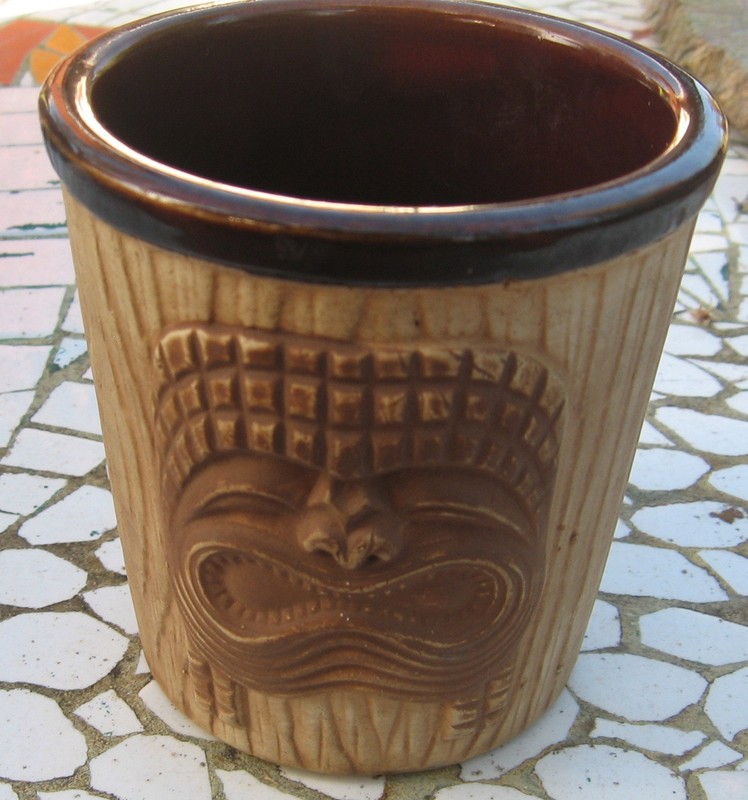 VINTAGE THE LANAI TIKI MUG SAN MATEO CALIFORNIA MULTI FACES 4.25 INCH SIZE