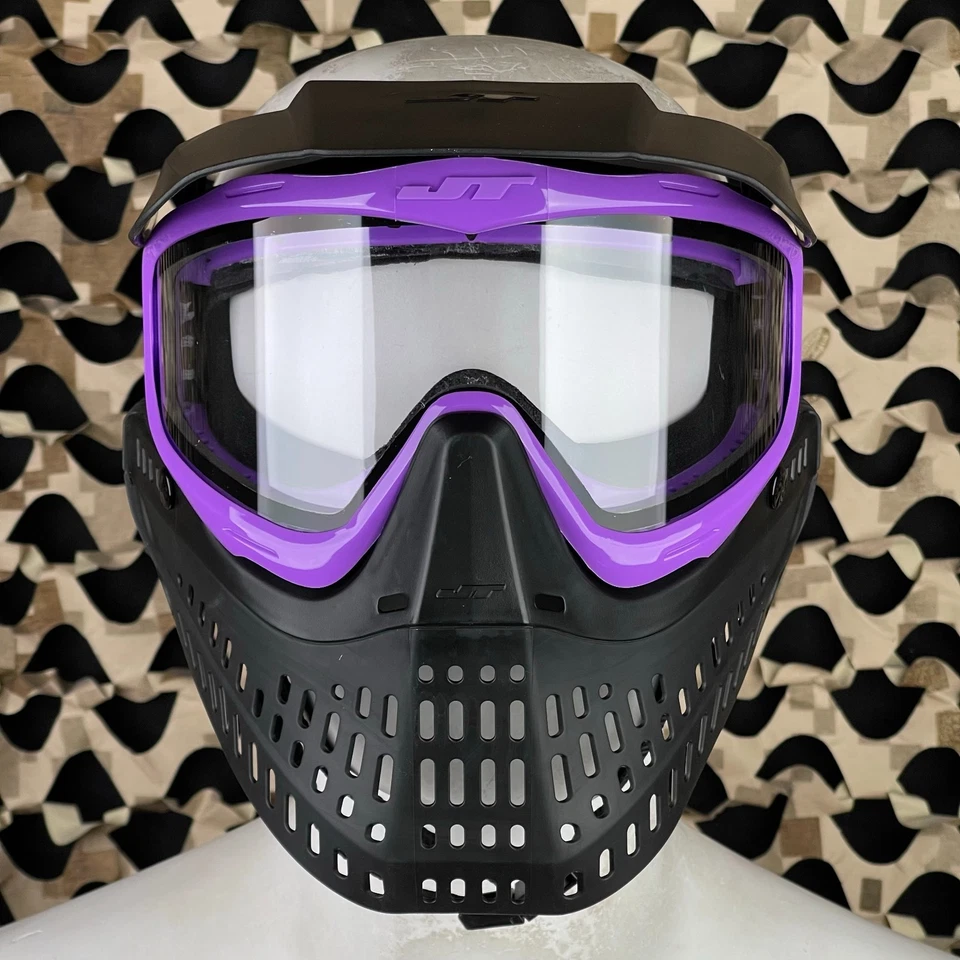 Новый JT Proflex пейнтбольная маска - фиолетовый/черный с 1 объективом (23133) - прозрачный - Изображение 2 из 4