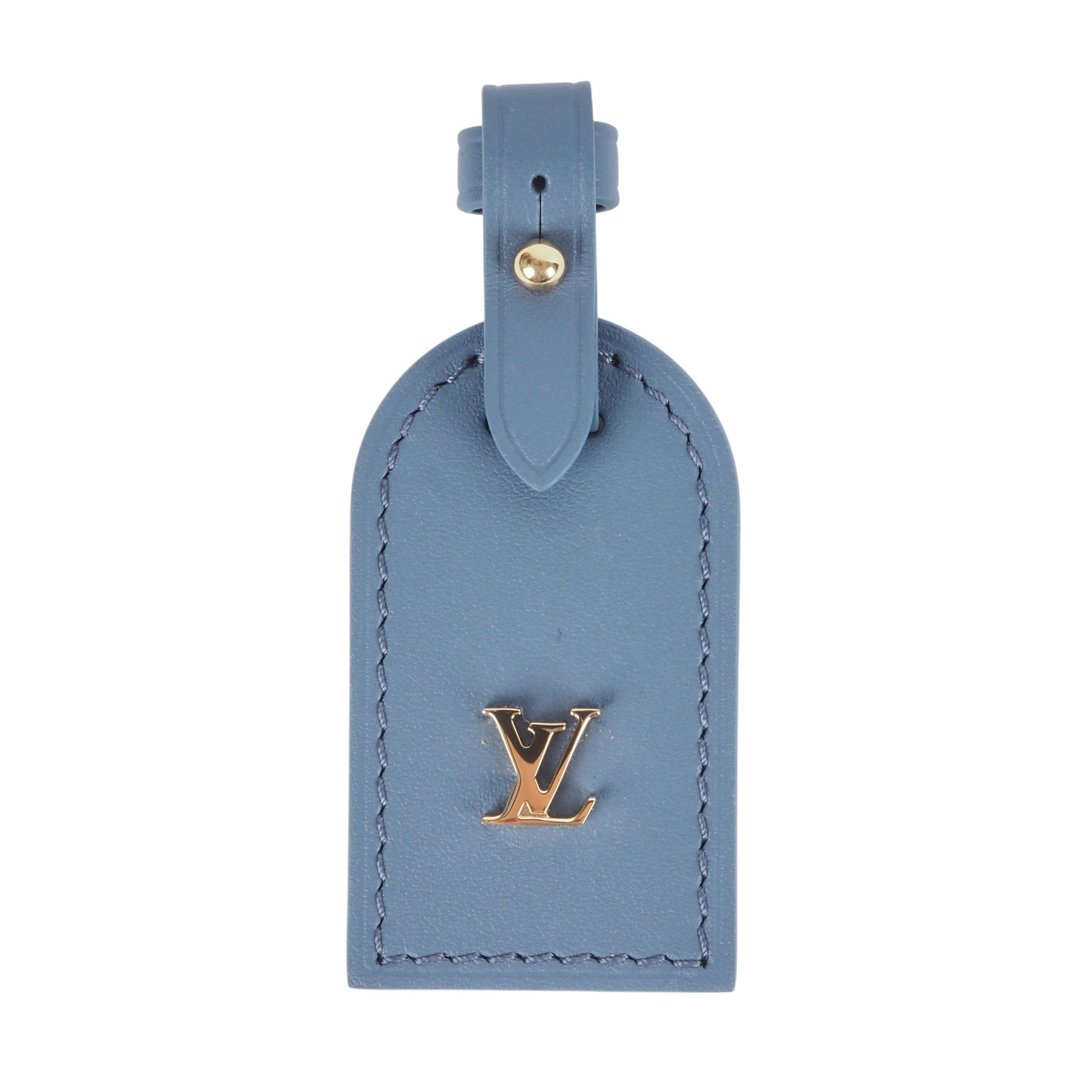 Tag Charm Luggage Tag Leather Small Blue Denim