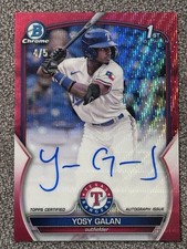 2023 Bowman Chrome Prospect Red Refractor /5 Yosy Galan Auto Texas Rangers