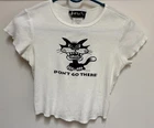 Vintage All That Jazz Womens “Don't Go There” White Cropped T-shirt Medium