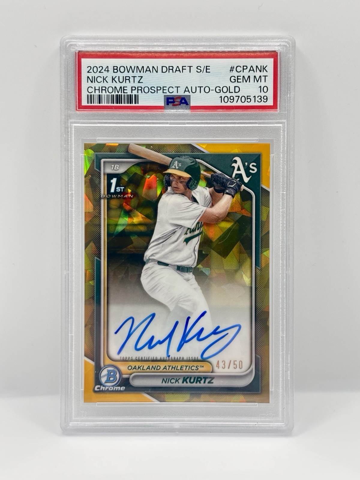 2024 Bowman Draft Sapphire Nick Kurtz Gold Auto /50 PSA 10 ‼️SEND OFFERS‼️