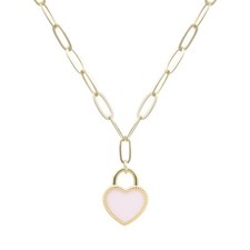 Jovialpixie Elegant 14K Gold Plated Pink Heart Locket Women 16  -18  , 14k gold