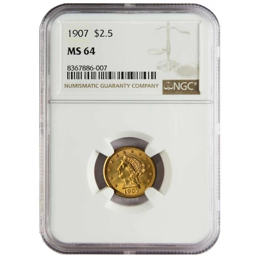 1907 $2.5 Gold Liberty NGC MS64 Brown Label CAC