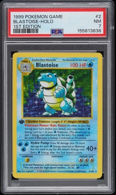 Pokemon Blastoise Base Set 1st Edition Holo #2 PSA 7