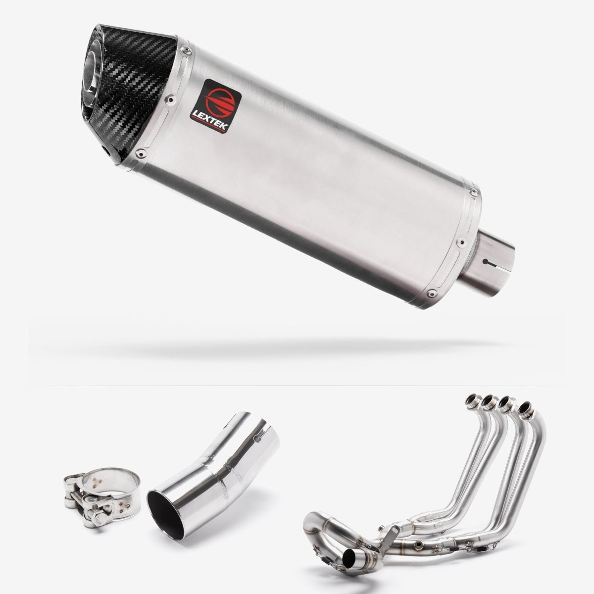 Lextek Stainless Steel RP2 Brushed 300mm Exhaust System Silencer Black Polished