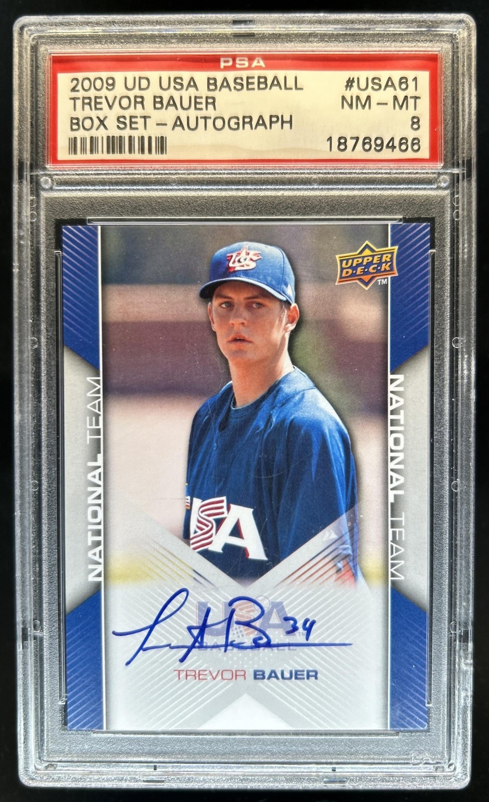 2009 Upper Deck USA Baseball Box Trevor Bauer Auto Autograph #USA-61 PSA 8