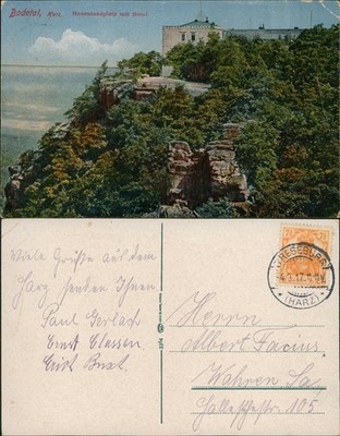 Ansichtskarte Thale (Harz) Hexentanzplatz (Bodetal) im Harz mit Hotel 1917