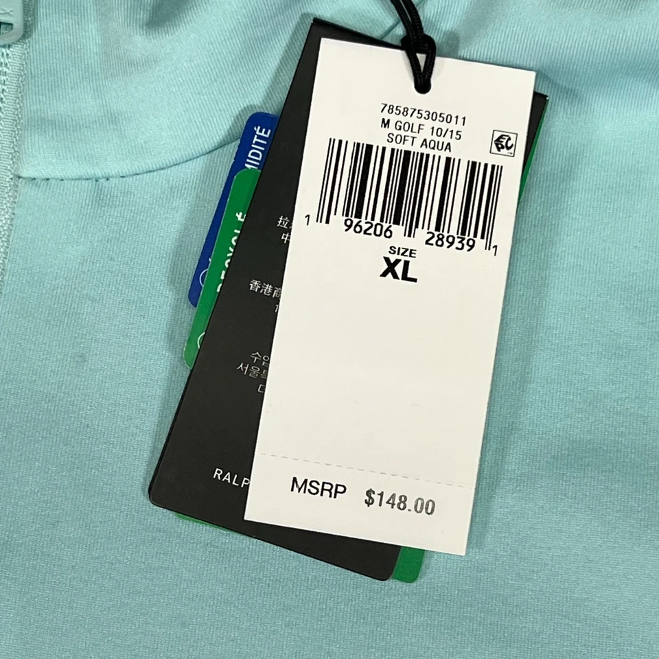 RLX Ralph Lauren Luxury Performance Jersey 1/4 Zip Pullover Soft Aqua XL NWT - Image 3 of 4