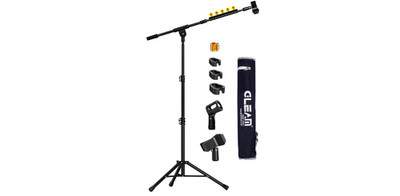 Microphone Stand with Boom Arm, Carrying Bag, Clips & Adapter for Stage Use