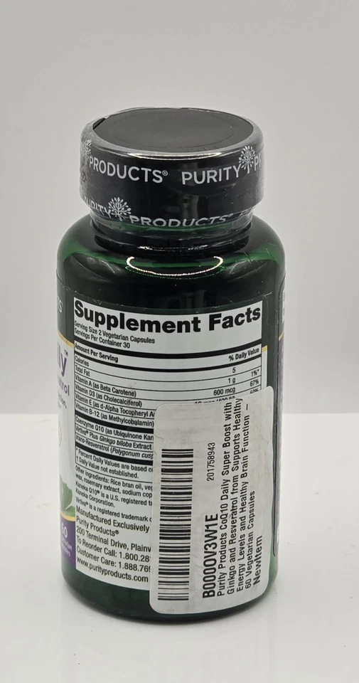 Purity Products CoQ10 Daily Super Boost with Ginkgo & Resveratrol - 60 Caps - Image 2 of 3