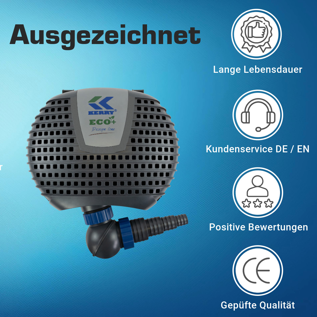 Pompa per laghetto ECO 5000 L/H, solo 22 Watt pompa acqua pozzo, pompa per laghetto da giardino foto 4