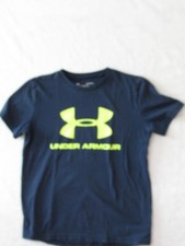 Under Armour Boys SZ YLG Short Sleeve T-Shirt Navy/Yellow Heatgear