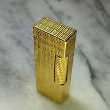 Vintage Dunhill Rolla gas lighter Gold lattice pattern working condition